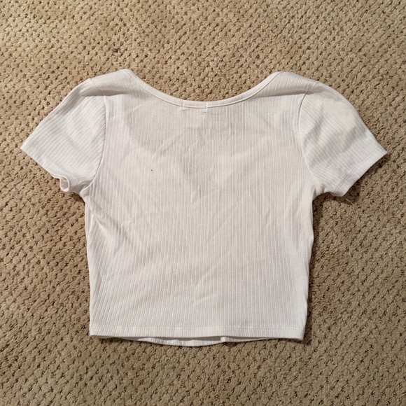 White Ribbed Crop Top - Picture 2 of 2
